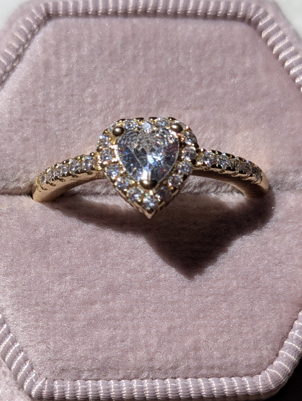 Beautiful Gold Tone Heart CZ Ring